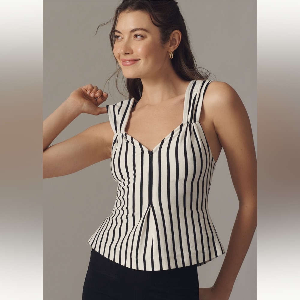 Maeve v-neck fit & flare striped top 1X NWT - Picture 7 of 9